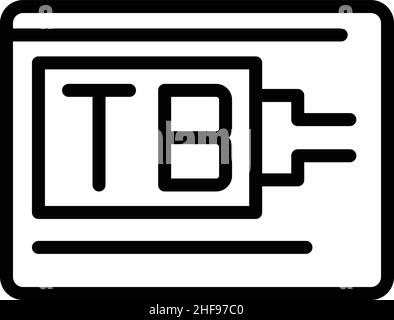 Vecteur de contour de l'icône TB ssd.Mémoire de données.Go de stockage Illustration de Vecteur