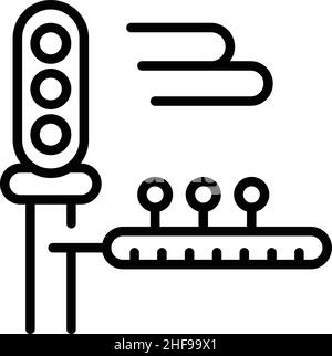 Vecteur de contour de l'icône des feux de signalisation du chemin de fer.Train.Passage à niveau Illustration de Vecteur