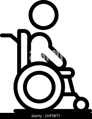 Vecteur de contour d'icône de fauteuil roulant homme.Personne handicapée.Vieux handicap Illustration de Vecteur