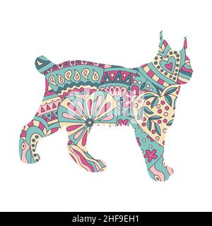 Lynx vectoriel avec un motif abstrait de couleur dessiné à la main Illustration de Vecteur