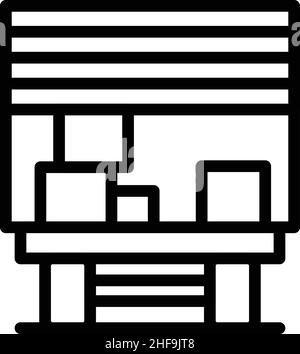 Vecteur de contour de l'icône de déplacement complet du chariot.Déplacer le service.Meubles de maison Illustration de Vecteur