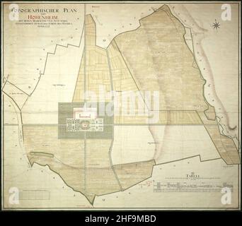 Plan topographischer de Schloss Hohenheim 1772. Banque D'Images