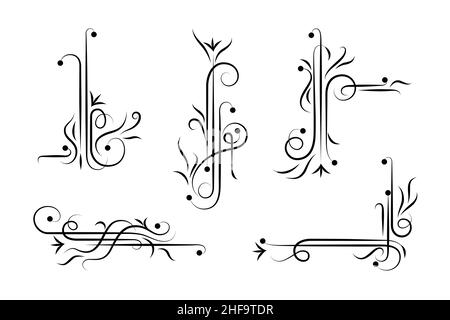 Bordures florales avec éléments décoratifs tourbillons, illustration vectorielle décorative. Illustration de Vecteur