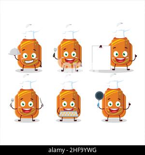 Personnage de dessin animé de stylo correcteur orange avec diverses émoticônes de chef.Illustration vectorielle Illustration de Vecteur