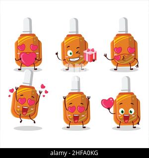 Stylo correction orange personnage de dessin animé avec amour adorable émoticône.Illustration vectorielle Illustration de Vecteur