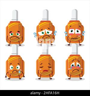 Caractère de dessin animé de stylo de correction orange avec expression triste.Illustration vectorielle Illustration de Vecteur