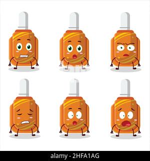 Dessin animé de caractère de stylo correcteur orange avec expression effrayée.Illustration vectorielle Illustration de Vecteur