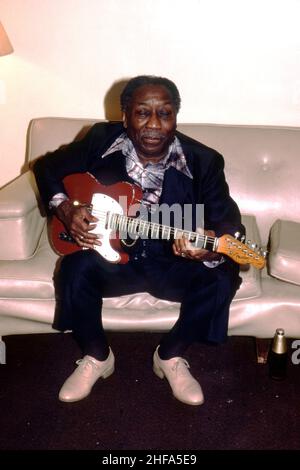 DETROIT, MI - 1979: Muddy Waters (1913-1983) joue sa guitare sur scène vers 1979 à Detroit, Michigan.Crédit: Ross Marino / Rock négatifs / MediaPunch Banque D'Images