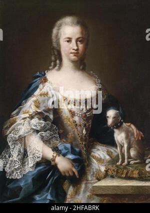 Sebastiano Ceccarini - Portrait d'une noble dame avec un lapdog. Banque D'Images