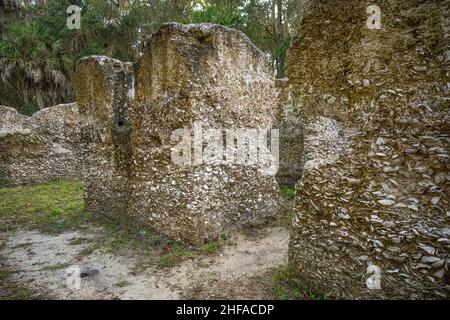 Ruines d'une maison d'esclaves à Kingsley Plantation sur l'île de fort George à Jacksonville, Floride.(ÉTATS-UNIS) Banque D'Images