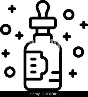 Vecteur de contour de l'icône du compte-gouttes de collagène.Poils de la peau.Cosmétique médicale Illustration de Vecteur