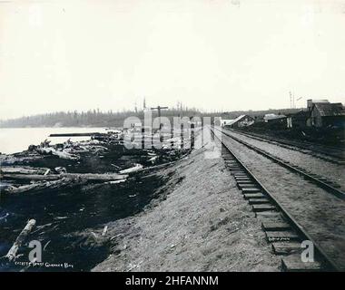 Voies ferrées de Seattle et du Montana, Port Gardner Bay, Everett, Washington, octobre 1881 Banque D'Images