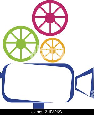 Modèle vectoriel de conception de logo de la société Movie Maker avec icône d'enregistreur vidéo Illustration de Vecteur
