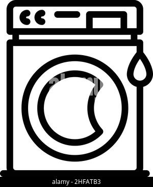 Enregistrer le vecteur de contour de l'icône de la machine de lavage à l'eau.Nettoyez la goutte.Plat écologique Illustration de Vecteur