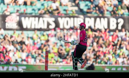 Sydney, Australie.15th janvier 2022.Josh Philippe de Sixers chauves-souris pendant le match entre Sydney Sixers et Sydney Thunder au Sydney Cricket Ground, le 15 janvier 2022, à Sydney, en Australie.(Usage éditorial seulement) Credit: Izhar Ahmed Khan/Alamy Live News/Alamy Live News Banque D'Images