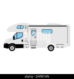 Camionnette de camping, véhicule de loisir isolé sur fond blanc.Vecteur Illustration de Vecteur