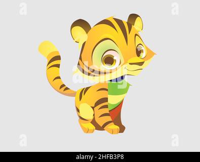 Mignon petit tigre portrait Vector , qualité supérieure Illustration de Vecteur