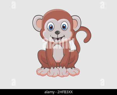 Singe mignon, avec des détails clairs Illustration de Vecteur