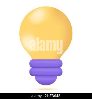 3d icône d'ampoule jaune Illustration de Vecteur