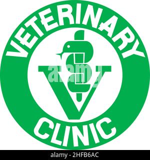Symbole clinique vétérinaire - serpent caduceus avec illustration du vecteur bâton Illustration de Vecteur