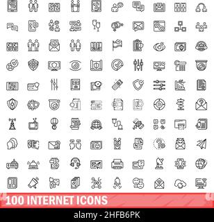 100 icônes internet définies.Illustration de 100 icônes Internet ensemble de vecteurs isolé sur fond blanc Illustration de Vecteur