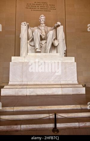 Statue de l'AbrahamLincoln dans Memorial à Washington Banque D'Images