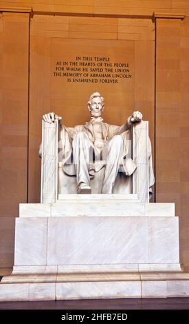 Statue de l'AbrahamLincoln dans Memorial à Washington Banque D'Images