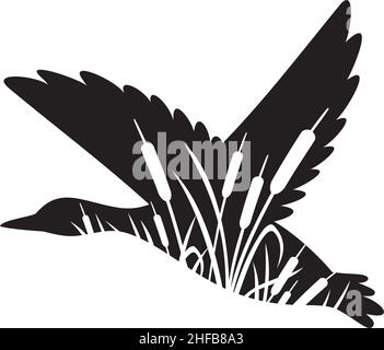 Illustration vectorielle de canard et de roseaux volants Illustration de Vecteur