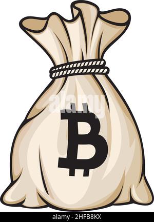 Illustration du vecteur Bitcoin Banknote et sac d'argent Illustration de Vecteur