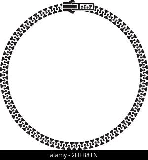 Illustration vectorielle noire et blanche avec cadre à fermeture à glissière ronde Illustration de Vecteur