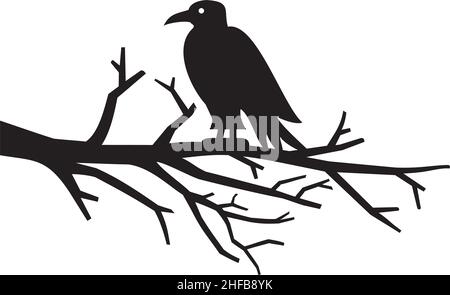 Raven sur l'illustration du vecteur de branche Illustration de Vecteur