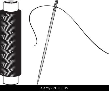 Illustration du filetage et du vecteur d'aiguille Illustration de Vecteur