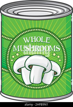 Boîte de champignons entiers (boîte). Illustration vectorielle. Illustration de Vecteur