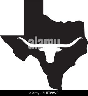 Carte du Texas et illustration du vecteur longhorn Illustration de Vecteur