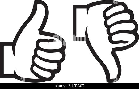 Mouvement du pouce vers le haut et vers le bas (comme et n'aime pas). Illustration vectorielle. Illustration de Vecteur