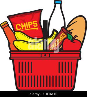 Panier avec illustration vectorielle de produit Illustration de Vecteur