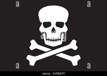 Tête de mort du drapeau pirate et os croisés (Jolly roger).Illustration vectorielle. Illustration de Vecteur