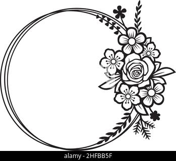 Illustration vectorielle avec cadre en forme de cercle fleuri Illustration de Vecteur