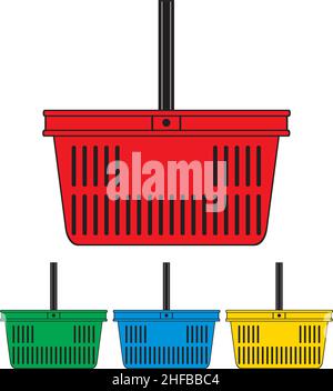 Ensemble d'illustrations vectorielles colorées du panier Illustration de Vecteur