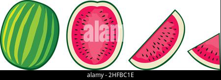 Illustration vectorielle des icônes de pastèque Illustration de Vecteur