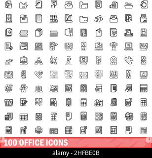 ensemble de 100 icônes de bureau.Illustration de 100 icônes de bureau ensemble vectoriel isolé sur fond blanc Illustration de Vecteur