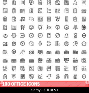 ensemble de 100 icônes de bureau.Illustration de 100 icônes de bureau ensemble vectoriel isolé sur fond blanc Illustration de Vecteur