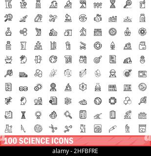 ensemble de 100 icônes scientifiques. Illustration de 100 icônes scientifiques ensemble de vecteurs isolé sur fond blanc Illustration de Vecteur