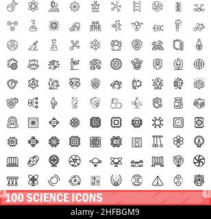 ensemble de 100 icônes scientifiques. Illustration de 100 icônes scientifiques ensemble de vecteurs isolé sur fond blanc Illustration de Vecteur