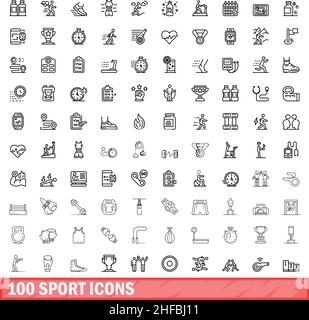 ensemble de 100 icônes de sport. Illustration de 100 icônes de sport ensemble vectoriel isolé sur fond blanc Illustration de Vecteur