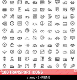 100 icônes de transport définies. Illustration de 100 icônes de transport ensemble de vecteurs isolé sur fond blanc Illustration de Vecteur