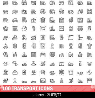 100 icônes de transport définies. Illustration de 100 icônes de transport ensemble de vecteurs isolé sur fond blanc Illustration de Vecteur