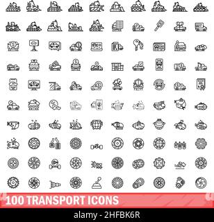 100 icônes de transport définies. Illustration de 100 icônes de transport ensemble de vecteurs isolé sur fond blanc Illustration de Vecteur