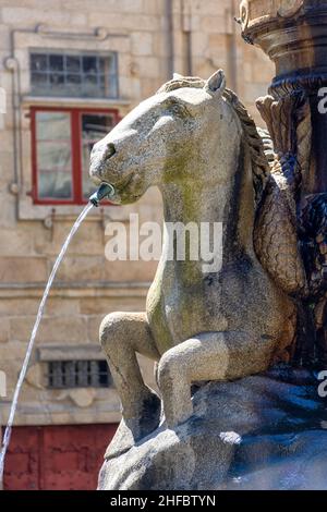 Fuente de los caballos en la plaza de platerias, Saint-Jacques-de-compostelle Banque D'Images