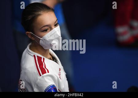 Tallinn, Estonie.15th janvier 2022.Anna SHCHERBAKOVA (RUS), en pratique, aux Championnats européens de patinage artistique 2022 de l'UIP, à la patinoire de Tondiaba, le 15 janvier 2022 à Tallinn, Estonie.Credit: Raniero Corbelletti/AFLO/Alay Live News Credit: AFLO Co. Ltd./Alay Live News Banque D'Images